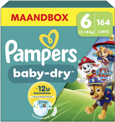 Pampers baby-dry paw patrol-editie maat 6, 164 luiers, 13kg-18kg
