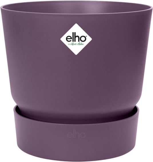 Elho greenville rond 40 - grote bloempot voor buiten met waterreservoir - 100% gerecycled plastic - ø 39 x h 36.8 cm - vintage pruim