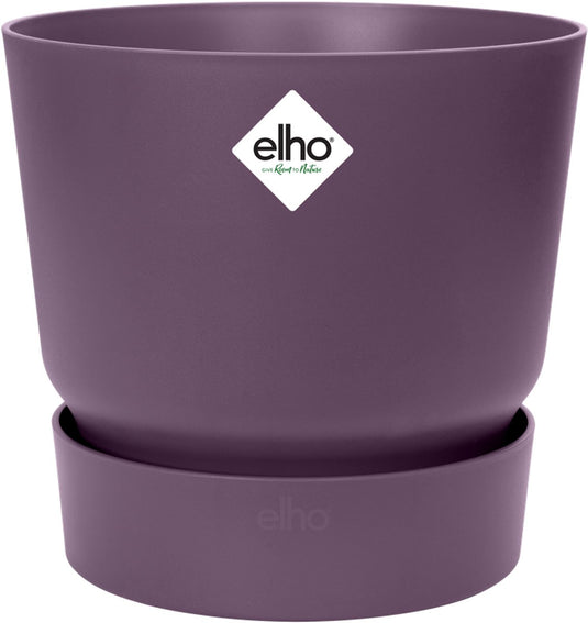 Elho greenville rond 47 - grote bloempot voor buiten met waterreservoir - 100% gerecycled plastic - ø 47 x h 44 cm - vintage pruim