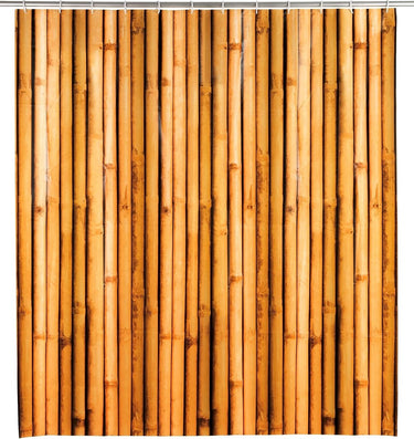 Wenko douchegordijn bamboesa, gordijn van milieuvriendelijke, recyclebare kunststoffolie (peva), voor douche en badkuip, waterdicht, 180 x 200 cm, incl. 12 witte douchegordijnringen, bruin