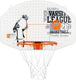 New port basketbalbord + ring + net - junior - wit grijs oranje