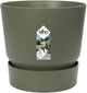 Elho greenville rond 47 - grote bloempot voor buiten met waterreservoir - 100% gerecycled plastic - ø 47 x h 44 cm - blad groen