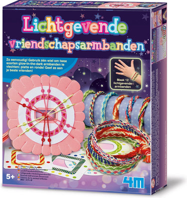 4m knutselen - lichtgevende vriendschaparmbanden - 12 stuks - hobbypakket - 5 jaar