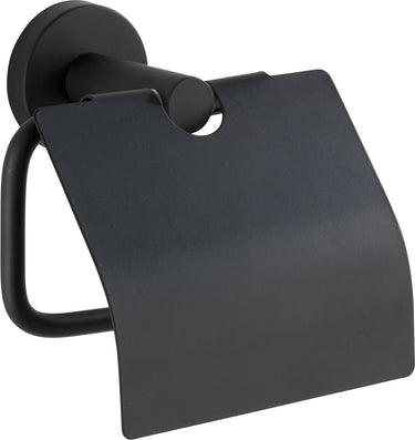 Wenko toiletrolhouder met klep bosio rvs zwart mat - wc rolhouder