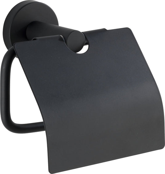 Wenko toiletrolhouder met klep bosio rvs zwart mat - wc rolhouder