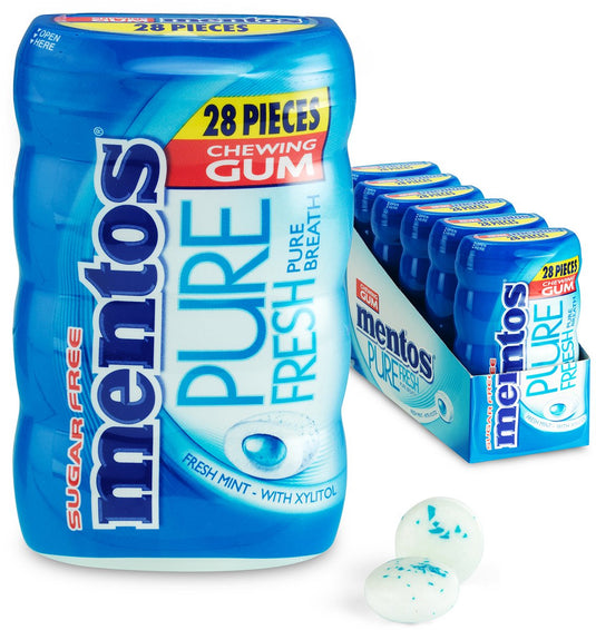 Mentos gum pure fresh freshmint - kauwgom - suikervrij - 6x28stuks