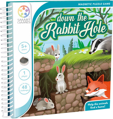 Smartgames down the rabbit hole - magnetisch logisch denkspel - 48 educatieve dierenuitdagingen - compact reisspel solospel - vanaf 5 jaar