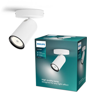 Philips pongee opbouwspot - 1-lichts - wit