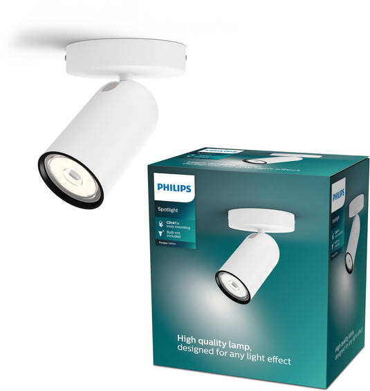 Philips pongee opbouwspot - 1-lichts - wit