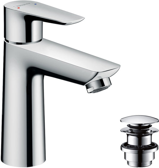 Hansgrohe talis e - wastafelmengkraan - ééngreeps bediening - met afvoerplug - 110mm maat - chroom