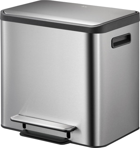 Eko - ecocasa recycler pedaalemmer 12+12 liter - stainless steel - mat rvs - prullenbak