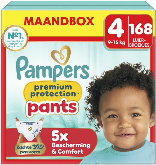 Pampers premium protection pants maat 4, 168 luierbroekjes, 9kg-15kg