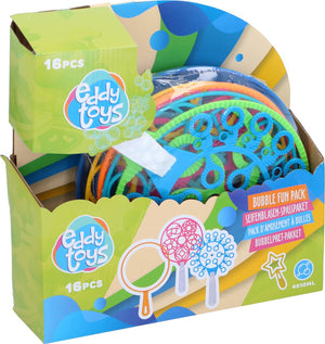 Eddy toys bellenblaas pakket 16 stuks - bellenblaas set met 4 x 110 ml - bellenblaas met verschillende vormen - bellenblaas voor buiten - vanaf 3 jaar