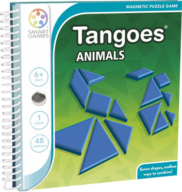 Smartgames tangoes animals - magnetisch tangram puzzelspel - 48 uitdagende opdrachten - compact reisspel solopuzzel - vanaf 6 jaar tot volwassen