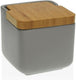 Versa zoutvaatje met deksel grijs bamboe dolomite (11,7 x 11 x 11,7 cm)
