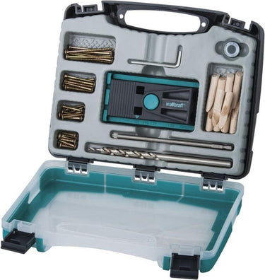 Wolfcraft - undercover jig set - boormal - pocket hole jig - hoekverbinderset - 55-delig - complete deuvel set - 4642000