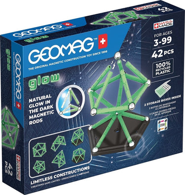 Geomag classic glow recycled - gloeiende magnetische bouwset - 42-delig - vanaf 3 jaar