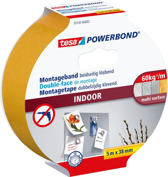 Tesa powerbond indoor dubbelzijdige montagetape permanente bevestiging binnenshuis – 5m