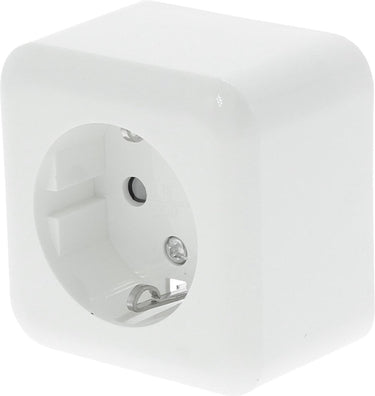 Q-link - wandcontactdoos - opbouw - 1-voudig stopcontact - randaarde - kinderbeveiliging - polarwit
