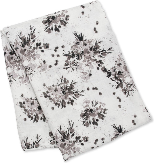 Lulujo - hydrofiele doek - swaddle - bamboo - 120x120 cm - black floral