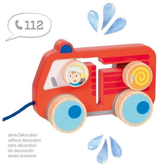 Goki houten trekfiguur brandweer 112