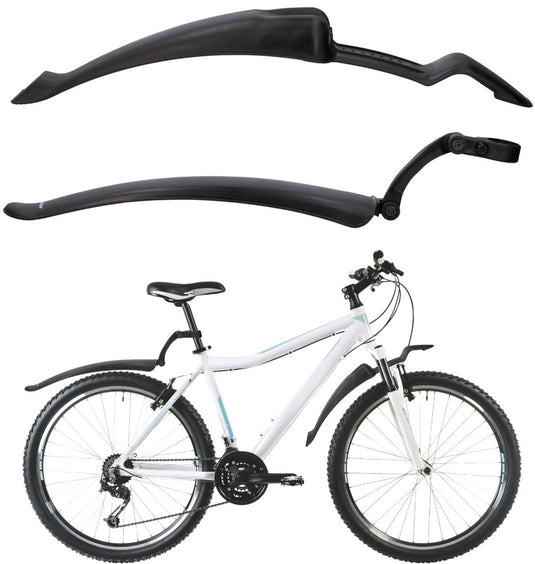 Dunlop spatbordenset 2 stuks - spatborden fiets 24 26 - verstelbaar achterspatbord en voorspatbord - geschikt voor mountainbike, stadsfietsen en elektrische fietsen- met bevestigingsmateriaal - zwar