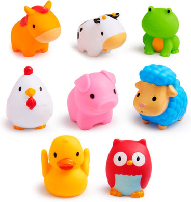 Munchkin badspeelgoed - bad farm squirters - boerderij badvriendjes - per 8 stuks - vanaf 9 maanden