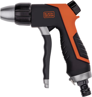 Black+decker spuitpistool - sproeikop voor tuinslang - aanpasbare waterstroom - abs-plastic en thermoplastisch rubber - zwart oranje