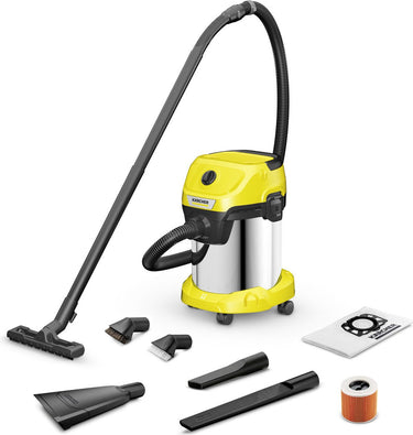 Kärcher wd 3 s v-17 6 20 car nat- en droogzuiger - 1000 w - 17 liter - rvs containter - patroonfilter - auto accessoires