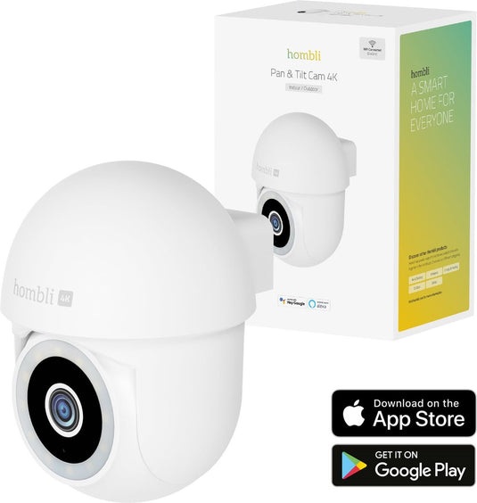 Hombli 4k pan tilt - beveiligingscamera - bewakingscamera voor buiten - 4k - gekleurd nachtzicht - volgfunctie - wit