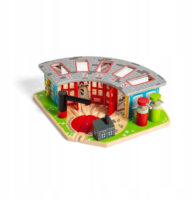 Load image into Gallery viewer, Bigjigs houten rails - luxe remise voor 5 treinen
