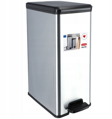 Curver decobin slim prullenbak- 40 liter - metallic