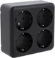 Q-link - wandcontactdoos - opbouw - 4-voudig stopcontact - randaarde - kinderbeveiliging - mat zwart