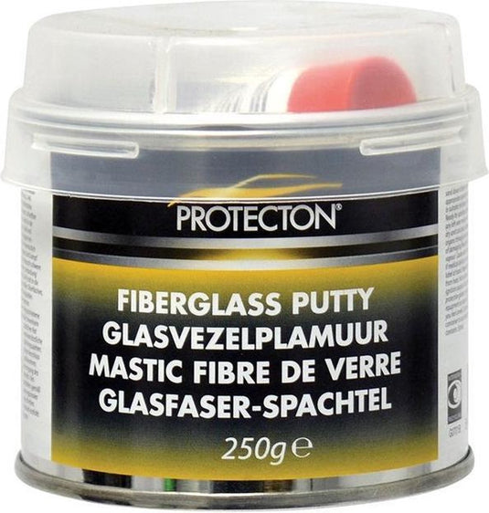 Protecton glasvezelplamuur - voor herstellen van grotere deuken, gaten scheuren - hecht op metaal, hout, beton kunststof – bestand tegen chemicaliën en weersinvloeden - incl. tube verharder - 250gr