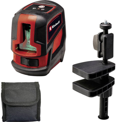 Einhell kruislijnlaser tc-ll 2 g - werkbereik 16 m - horizontaal verticaal - nivelleringsbereik 4 ° - groene laser - incl. in hoogte verstelbare wandhouder - incl. praktische opbergtas