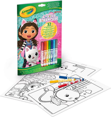 Crayola - kleurboek - gabby's poppenhuis - 32 kleurplaten en 7 mini uitwasbare viltstiften