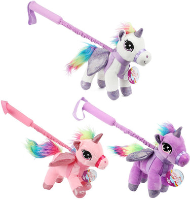 Toi-toys eenhoorn knuffel met loopstok assorti