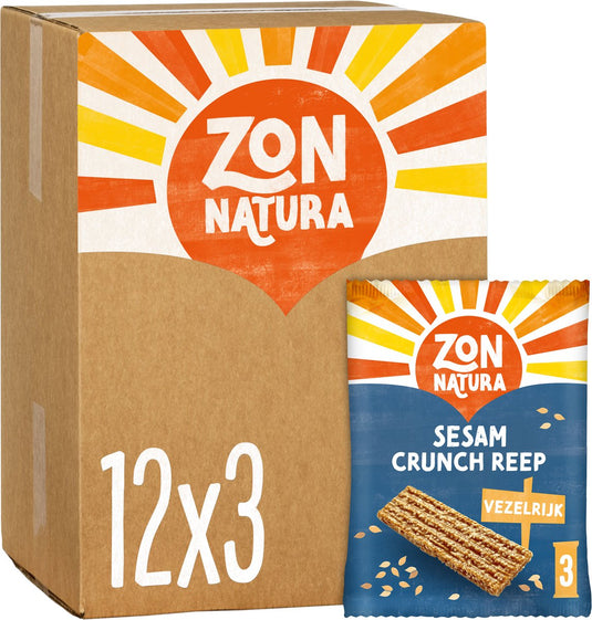 Zonnatura sesam crunch - biologische reep - sesam -crunch -12 x 3 x 50g