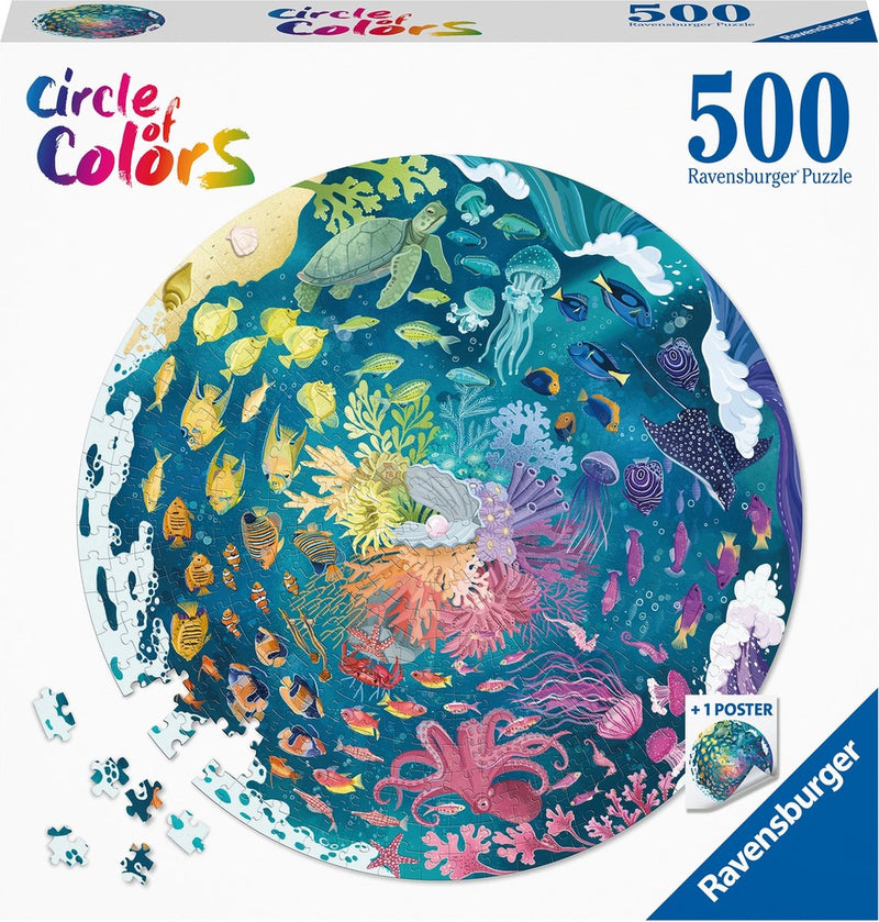Load image into Gallery viewer, Ravensburger round puzzle circle of colors ocean and submarine - legpuzzel - 500 stukjes
