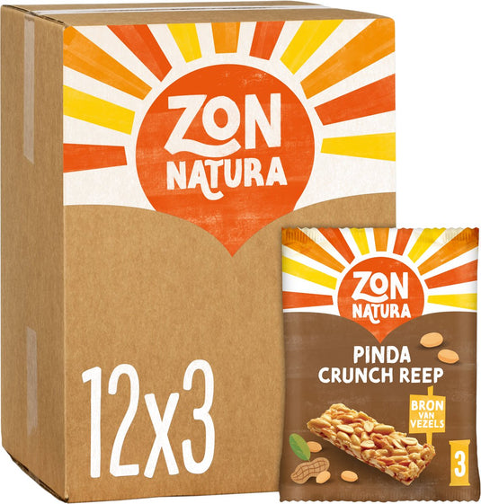 Zonnatura biologische reep - pinda crunch - 3 x 45g