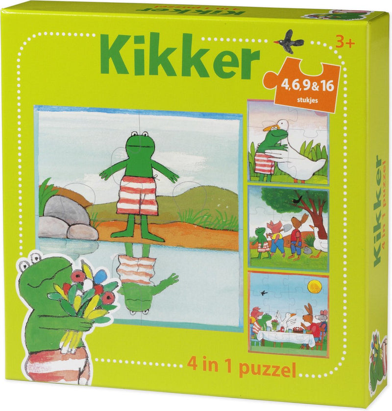 Load image into Gallery viewer, Bambolino kikker 4-in-1 kinderpuzzel - 4, 6, 9 en 16 stukjes - peuter en kleuter speelgoed - voor meisjes en jongens - vanaf 3 jaar - toys
