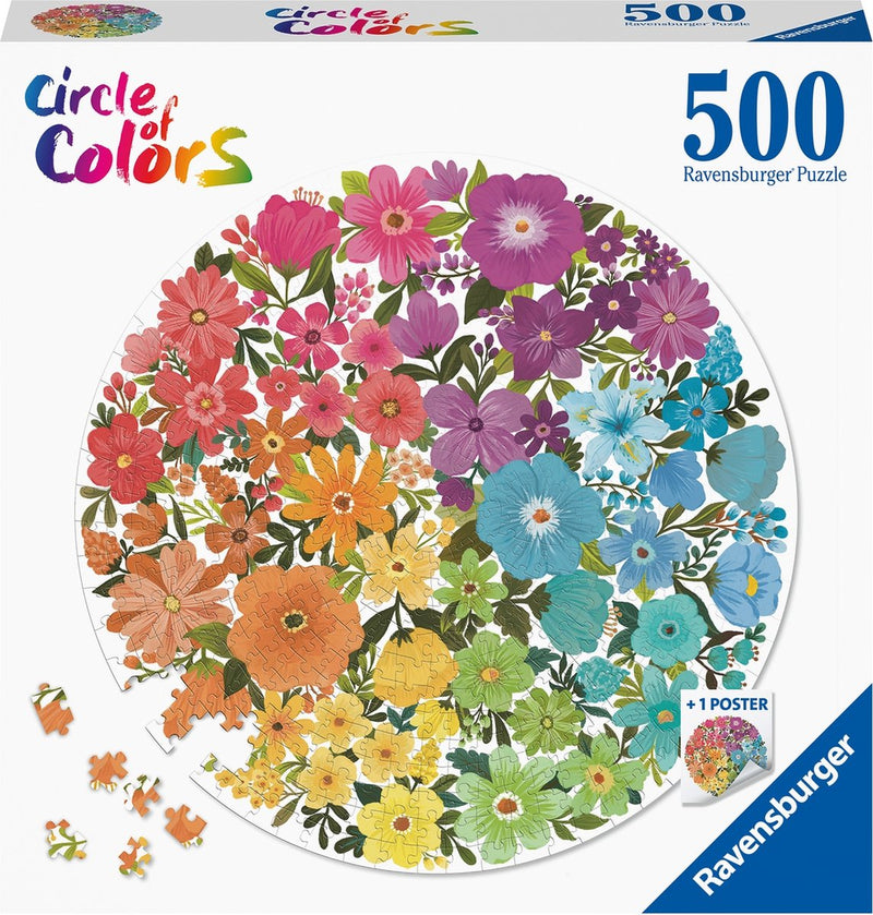 Load image into Gallery viewer, Ravensburger round puzzle circle of colors flowers - legpuzzel - 500 stukjes
