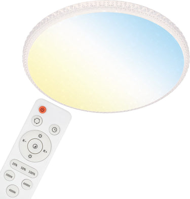 Briloner style - plafonnière - plafondlamp met sterdecor en transparante kristallen - plafondlamp dimbaar - incl. afstandsbediening - incl. nachtverlichting - timer memory functie - wit - ø 59,5cm - led - 48w 4.000lm