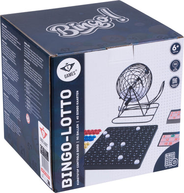 Longfield bingo lottomolen – 1-90 – zwart metaal – ø 13,5 cm – bingospel set – inclusief ballen, kaarten en fiches – klassiek lottospel voor thuis – engelhart
