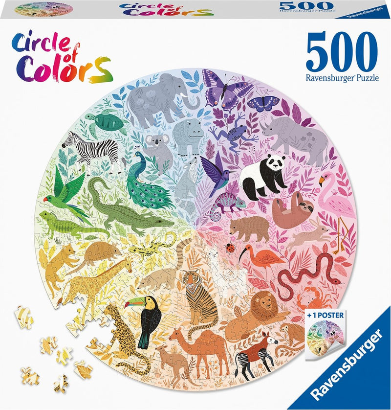 Load image into Gallery viewer, Ravensburger round puzzle circle of colors animals - legpuzzel - 500 stukjes
