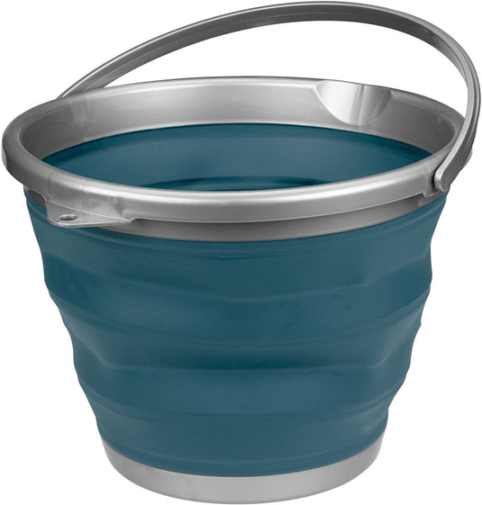 Abbey camp opvouwbare emmer - 10 liter - blauw grijs - met handvat - compact opvouwbaar
