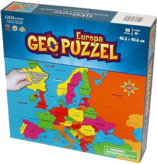 Geotoys geopuzzel wereldkaart europa - 58 puzzelstukjes