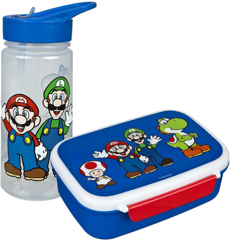 Load image into Gallery viewer, Super mario lunchset - lunchbox - drinkfles - blauw - lunchbox kinderen
