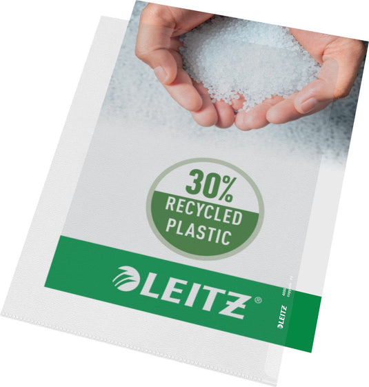 Leitz premium a4 zichtmap - 30% pre-consumer gerecycled plastic - 100 stuks - transparant