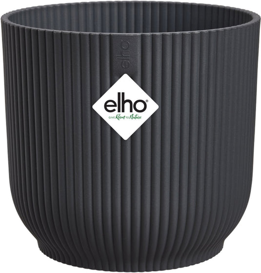Elho vibes fold rond 18 - bloempot voor binnen - 100% gerecycled plastic - ø 18.4 x h 16.8 cm - antraciet